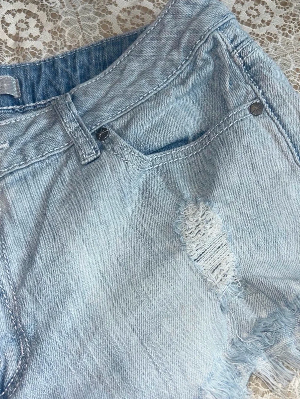 Almost Famous Light Blue Distressed Denim Cutoff Shorts